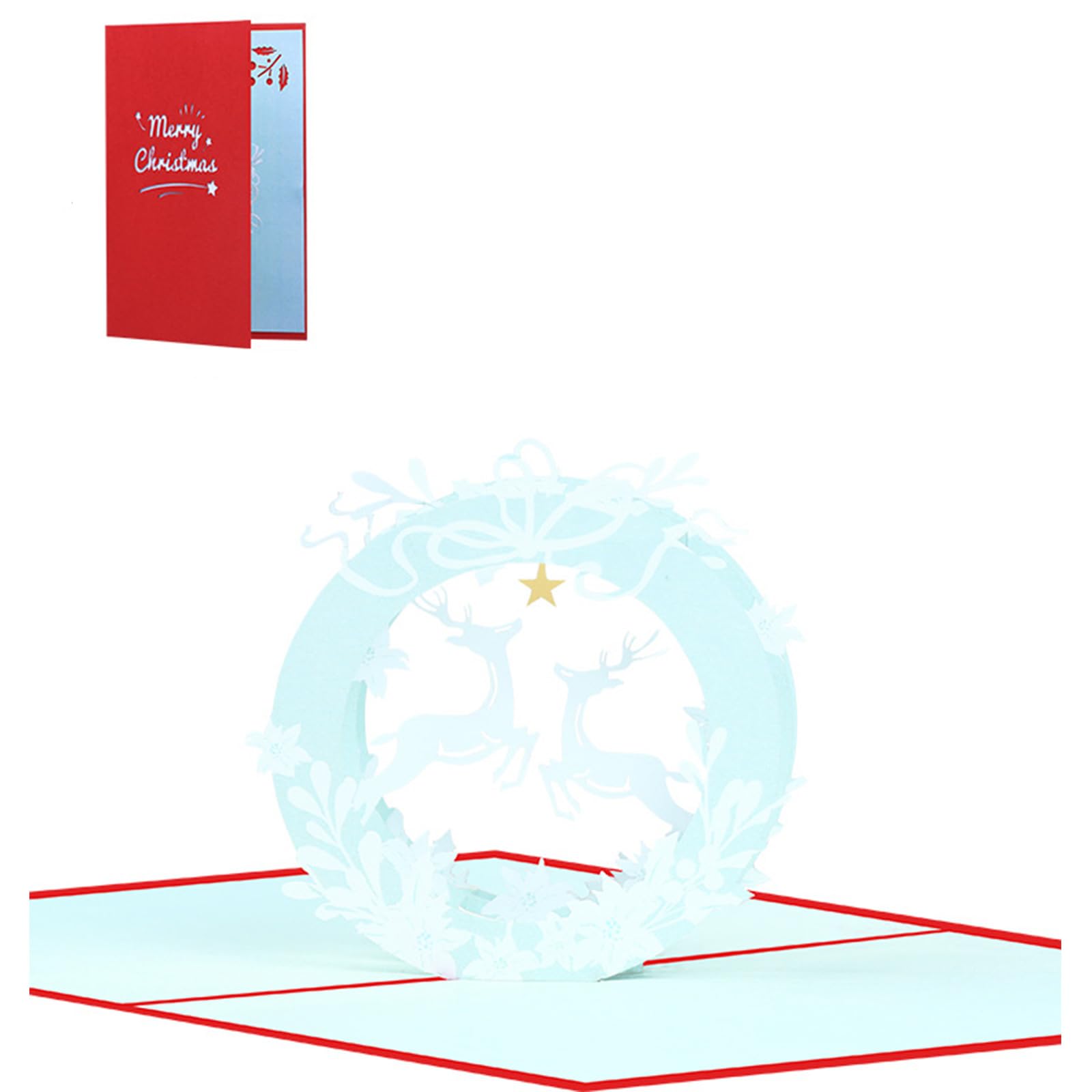 Tsophreniq Stylish 3D Popup Christmas Greeting Card Holiday Flying Reindeer Card 3D Popup Cards and Envelopes Unique Stationeries