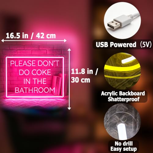 Image of Pink Neon Sign for Wall Decor Led Light Sign Neon Light for Room Party Home Wall Decor USB Powered - Bathroom