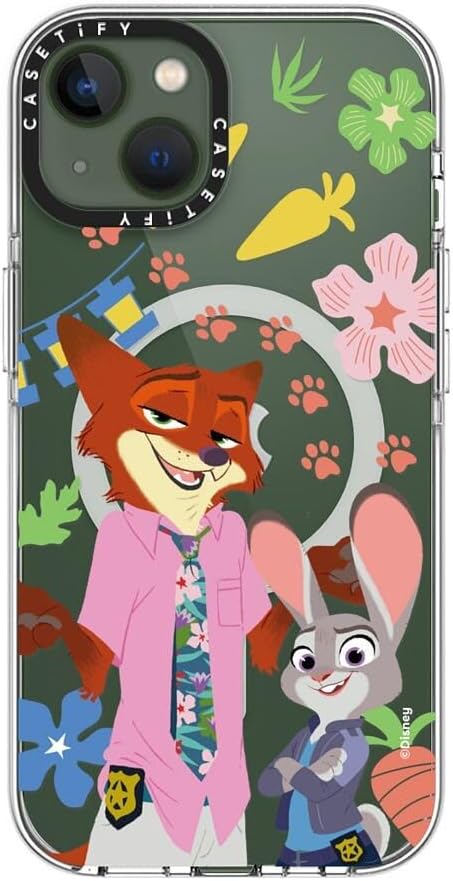 CASETiFY Clear iPhone 13 Case [Zootopia 2 Colab/Not Yellowing / 6.6ft Drop Protection/Compatible with Magsafe] - Nick and Judy Character - Clear