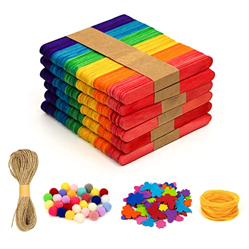 300 Stück Eisstiele aus Holz, Bunt Holzstäbchen zum Basteln Holzspatel zum Basteln Holzstiele für Eis Umrühren Holzstab Holzstiele Wachs Holzspachtel mit DIY Handwerk Zubehör Set 93mm (Bunt) Cover
