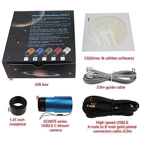 Astromania SGCMOS Series Telescope CMOS Camera - Great Camera for auto-Guiding and Multiple Types of Astrophotography - Multicolour Imaging