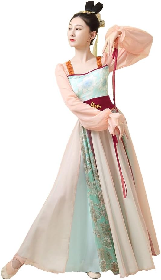 ROYAL SMEELA Chinese Hanfu Clothing Classical Dance Costume Skirts for Women Flowy Mesh Sheer Dance Top Chinese Style Clothes