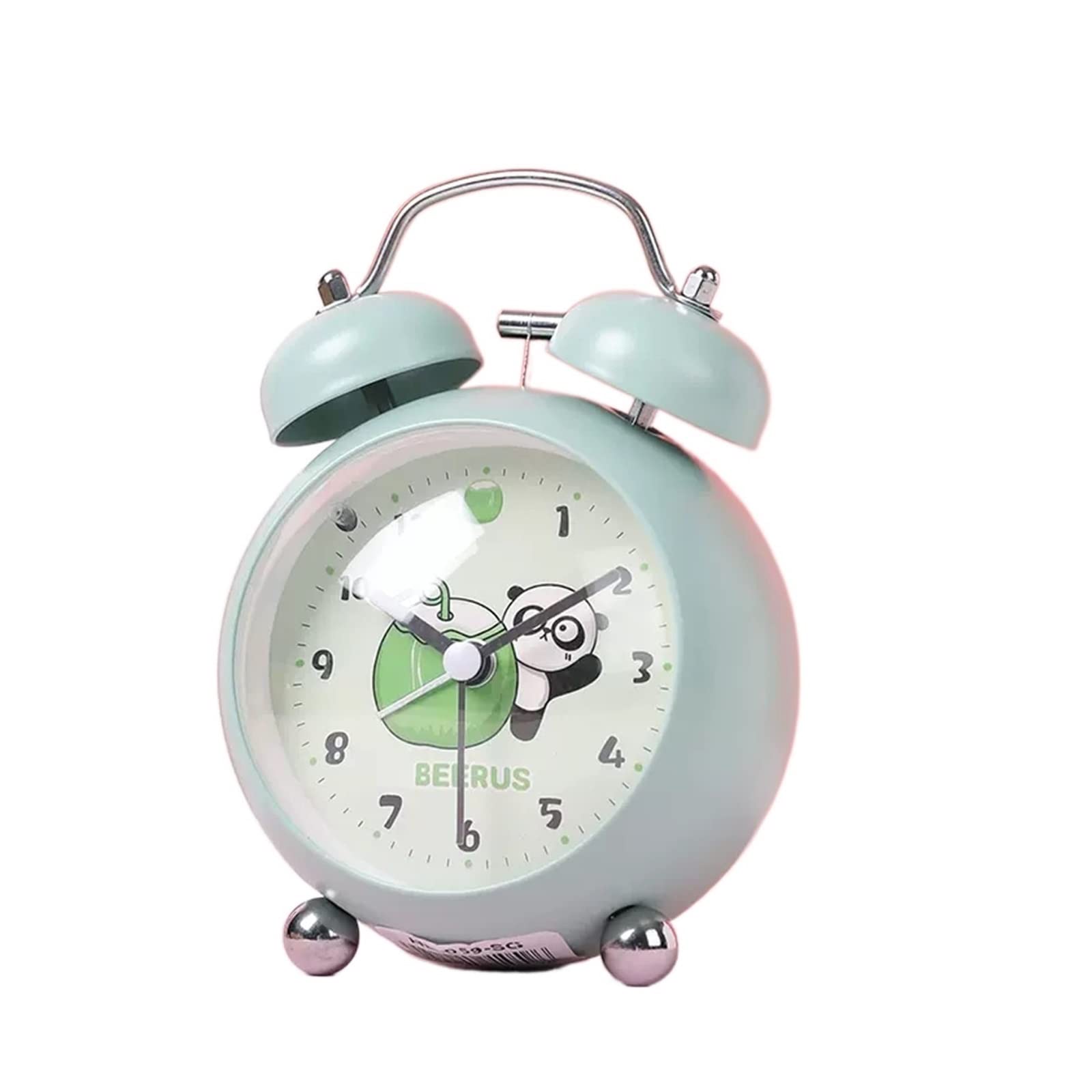 Reloj despertador para niños, reloj despertador con doble campana, con luz nocturna, lindo reloj despertador analógico con pilas para el hogar, mini reloj despertador redondo para mesita de noche, rel