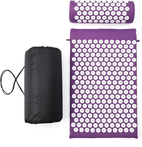 指圧マット つぼ押しマット 鍼クッション スパイク ヨガ ストレス解消 背中 首 腰 マッサージ 鍼クッション 枕セット 全身マッサージャー 快眠 セルフケア 収納ケース付 洗えるカバー 68×42cm