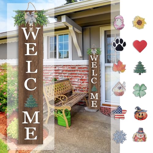 SRSZHIYUE Interchangeable Welcome Sign for Front Porch Standing 3-Piece 47