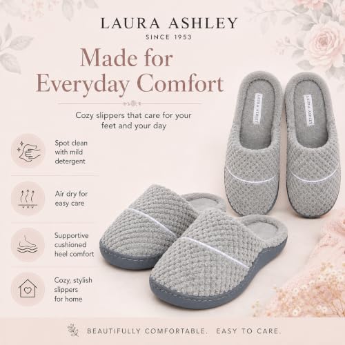 Image of Laura Ashley Women's Spa Slip-On Rugged Scuff Slipper, Non-Slip House Slippers with Cushioned Insole for Ladies