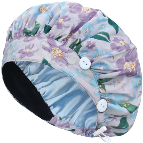 Image of ABAMERICA Bouffant Caps with Button and Sweatband, Adjustable Scrub Caps for Women Men, One Size Multi Color