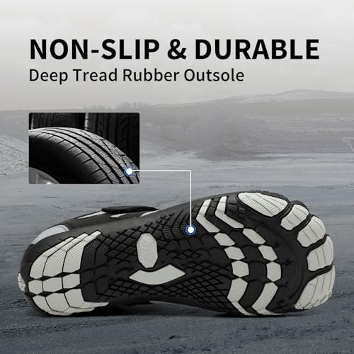 Grand Attack Barefoot Shoes Men Wide Toe Box Zero Drop Men's Trail Running Cross-Trainer Wrestling Boxing Weightlifting Walking Shoes Black Grey Size 93