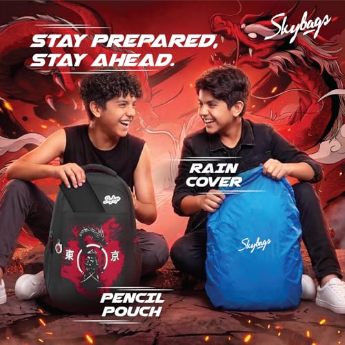 Image of Skybags Kenshi 34L Casual Backpack for Boys & Girls with 3 Compartments & Adjustable Shoulder Strap | Quick Access Front Pocket | Rain Cover | Perfect for School & Travel - Unisex