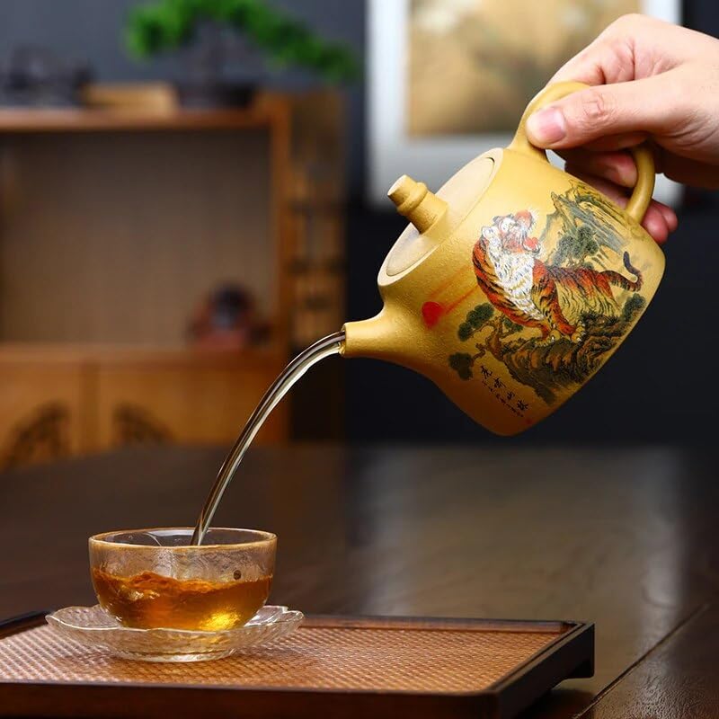 Teiere Bollitore Fatto a Mano di Grande capacità da 460 ml Tigre Ruggente Teiera Dipinta a Mano Kung Fu Zisha Teiera Teiera da tè Sfusa Teiera