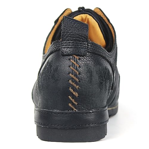 Image of Men's Grippy Black Iron Piece Toe-tipped Design Chukka Boots Lace-up Motorcycle Casual Leather Dress Ankle Boot for Men Fashion 6015-3-A-R