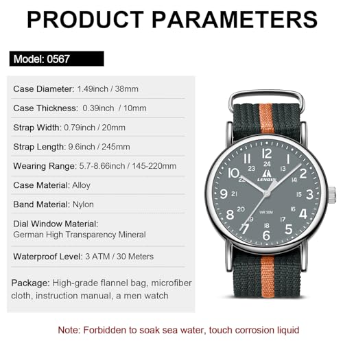 Image of LN LENQIN Mens Watches Unisex Military Sport Nylon Strap Stylish Luminous Fashion Analog Quartz Watch for Men Waterproof Army Tactical Casual Wristwatch