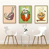 Tanyang Sushi Ramen Comida Japonesa Arte Cartel Imprimir Cocina Moderna Cuadros De Pared Dibujos Animados Fideos Divertidos Lienzo Pintura Decoración De Restaurante 30Cmx40Cmx3Pcs Sin Marco