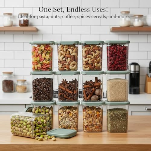 Image of Raawan Plastic Storage Containers Set for Kitchen | Leak-Proof Pantry Organizers for Grains, Pulses, Cereals, and Dry Fruits | Durable, Space-Saving Design (6, 1100)