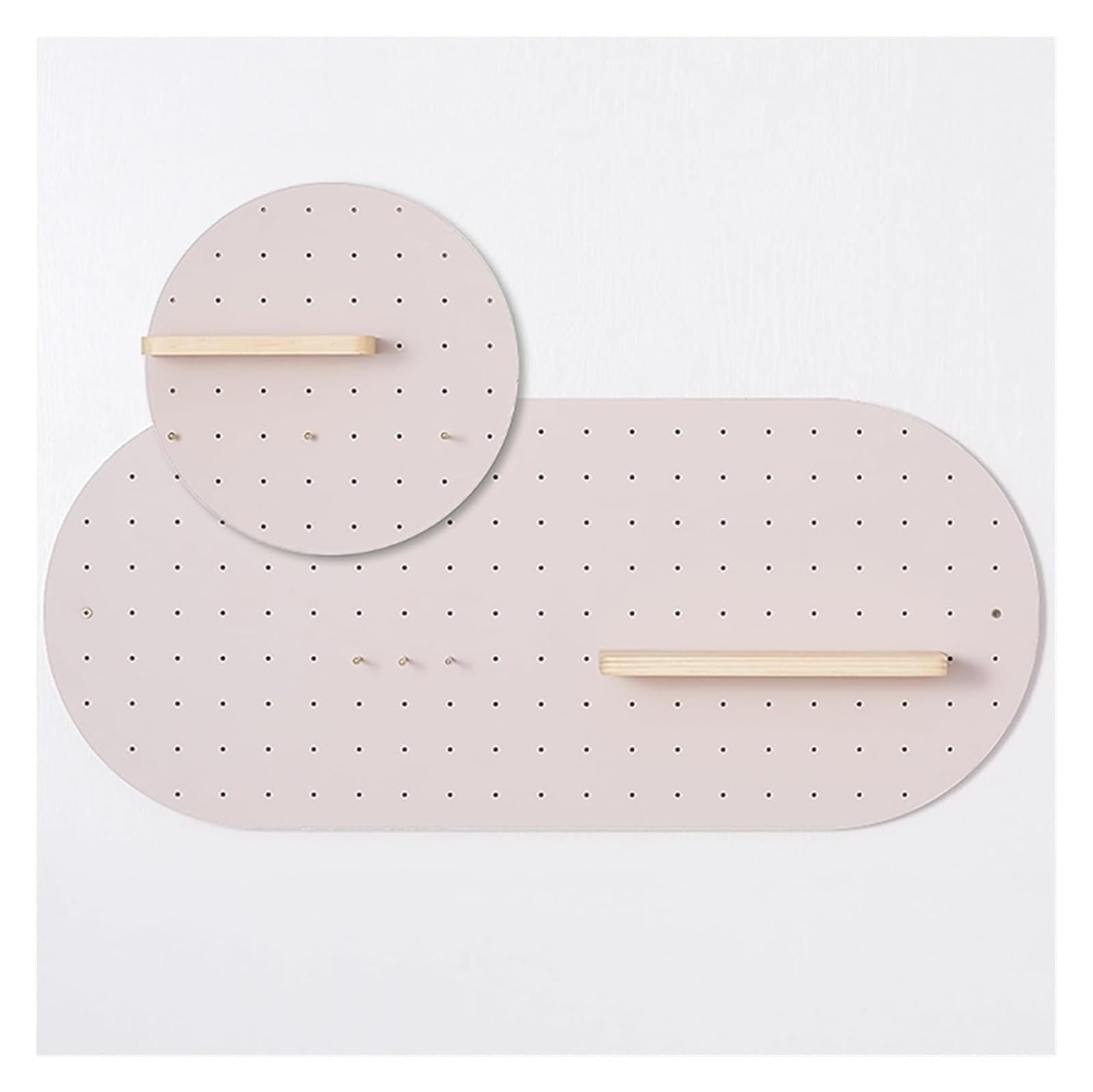 PHLEPS Pegboard Organizer Kit, Wooden Wall Storage Rack, Round Perforated Board With Accessories For Craft Room Office Workshop Children's Room (Color : Q, Size : 88x37.5cm+33x33cm)