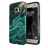BURGA Phone Case Compatible with Samsung Galaxy S7 - Emerald Green Jade Stone Fashion Luxury Gold...
