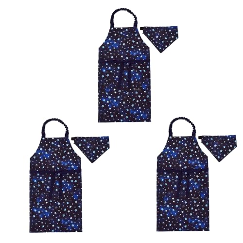 COLORFUL CANDY STYLE 子どもエプロン (100〜120cm) 撥水ノーアイロン スターリングシルバー 3枚セット 男の子 かっこいい 子供用 子供 こども エプロン 三角巾 セット ゴム キッズエプロン 幼児 小学生 かわいい おしゃれ