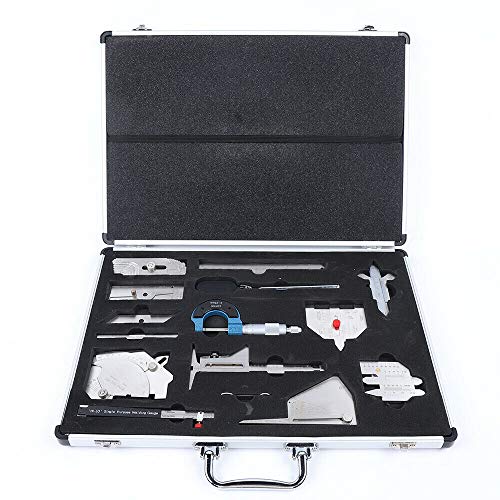 Kit de medidor de soldadura de 13 piezas con calibrador para inspección, acero inoxidable, con estuche de transporte, regla de 0-150 mm, micrómetro y espejo de inspección miniatura 1