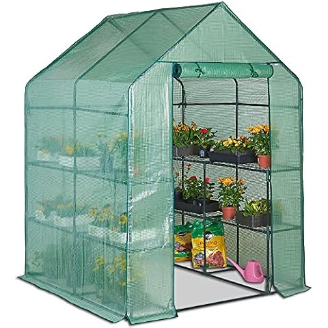 VonHaus Walk In Greenhouse with 8 Shelves Cover