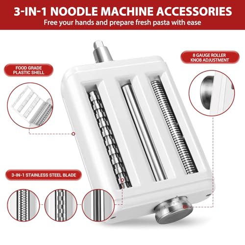 image for NEWSETS Pasta Maker Attachment for Kitchenaid/ Cuisinart Mixers, Noodl