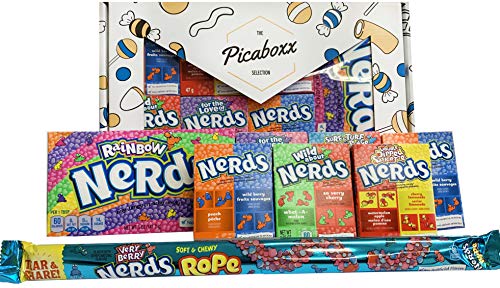 Picaboxx Premium Large Wonka Nerds American Candy Selection Gift Box ? 8 Products Value Pack ? American Candy Hamper ? Sweet Gift Box with Display Window