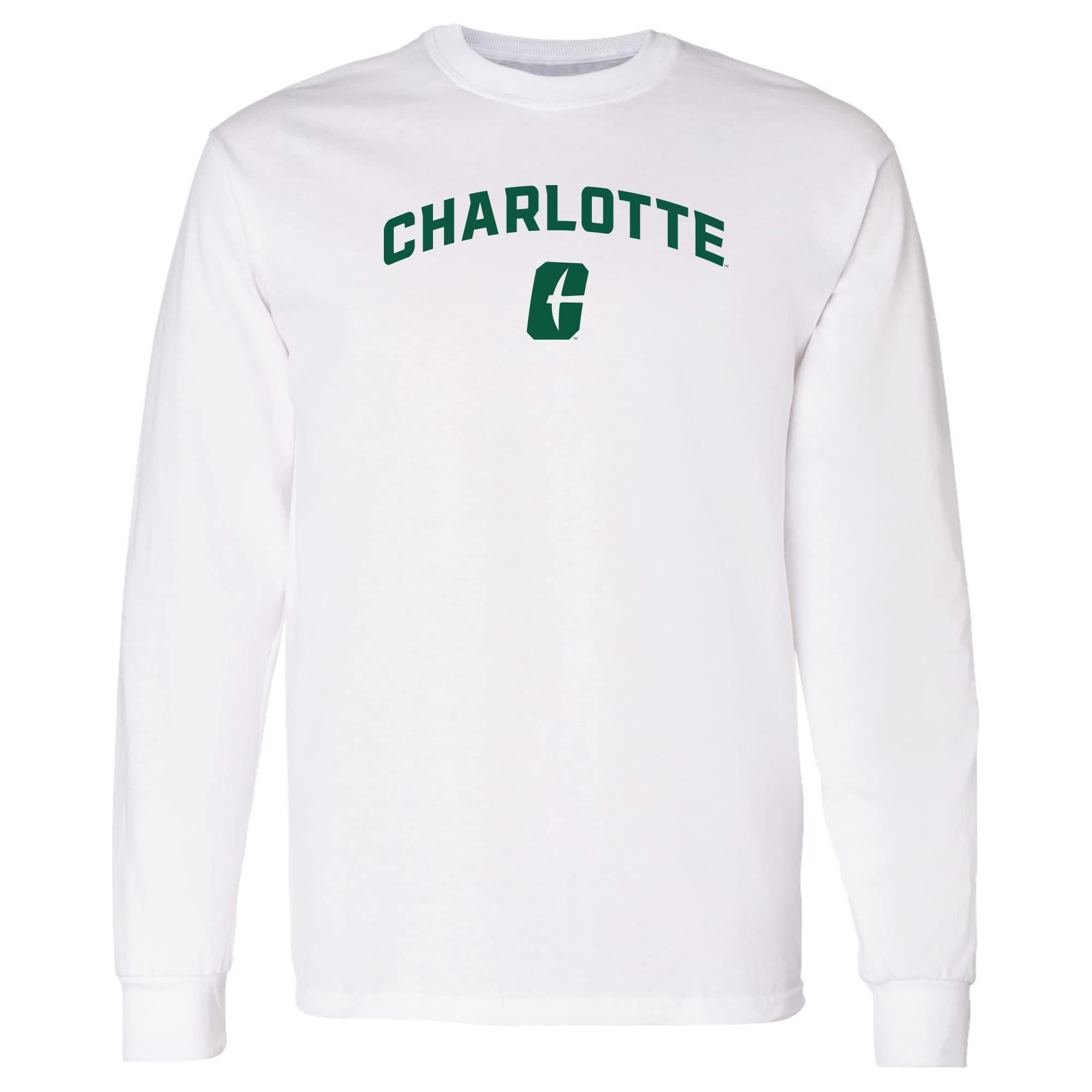 NCAA Officially Licensed College - University Team Color Arch Logo Long Sleeve, Unc Charlotte Forty-niners White, S — image 1