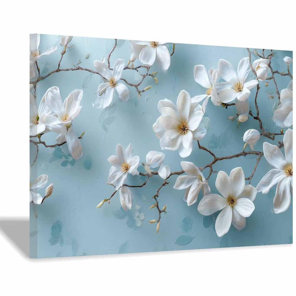 ZAMAEIU Nature Wall Art Branch-bursting blossomss decorative home accessories, paintings wall art,For living room, bedroom, Apartment Corridor Office etc.(white)-30x50cm Framed