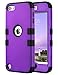 iPod Touch 6 Case,iPod Touch 5 Case,ULAK [Colorful Series] 3 in 1 Anti-slip iPod Touch Case Hard PC+Soft Silicone Hybrid Dust Scratch Shock Resistance Cover for iPod touch 5 6th Gen (Purple / Black)
