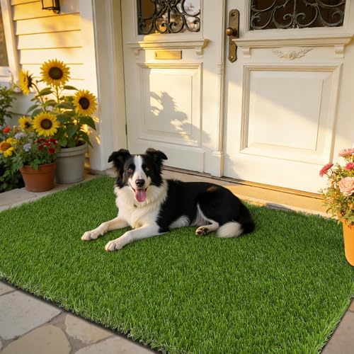 HEBE Fake Grass Pee Pad for Dogs 3'x5', Artificial Grass Turf for Indoor Outdoor Potty Training, Washable Dog Potty Grass Mat with Drainage Holes, Reusable Non-Slip Pet Potty Pad