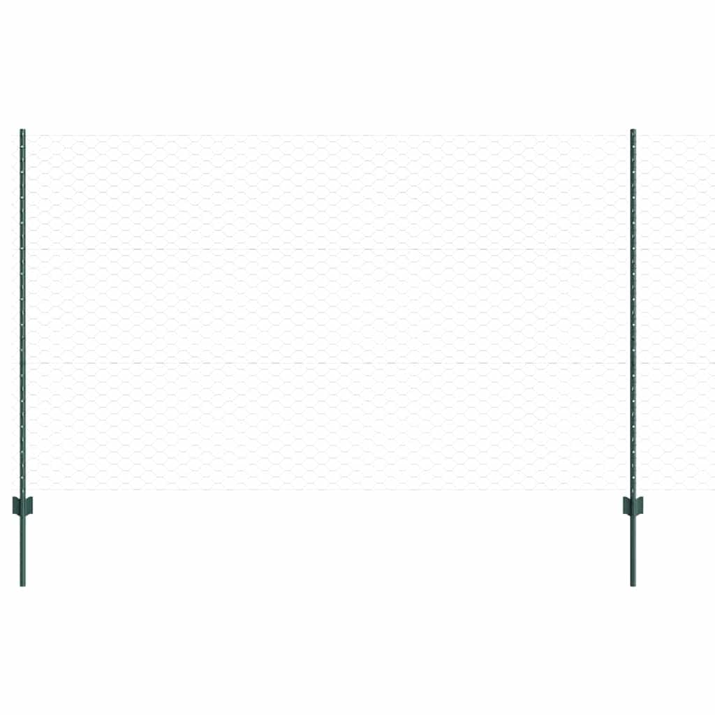 Outdoor Garden Fence with Posts Green 1.4 x 10 m Steel PVC Privacy Panel Set Heavy Duty Boundary Screen for Terrace Patio Yard Decoration