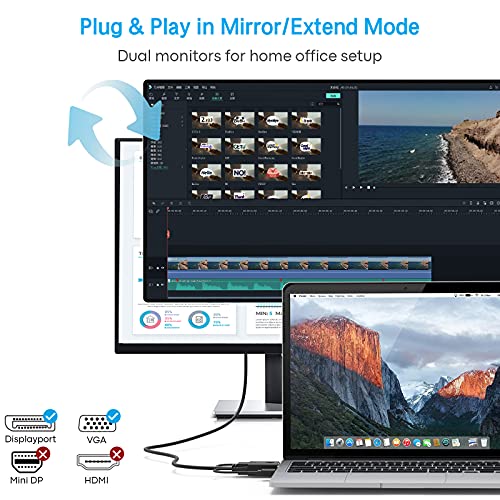 Techtobox Vga To Displayport Cable Vga To Dp Male To Male Cable Converter Support 1080P Full Hd From Pc Laptop Graphics Card To Monitor Display Or Projector - 6.6Ft #TOP3