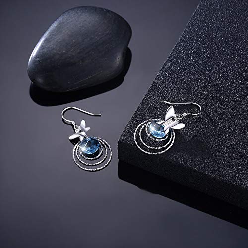 Boucles d'oreilles pendantes argent 925 avec cristaux brillants