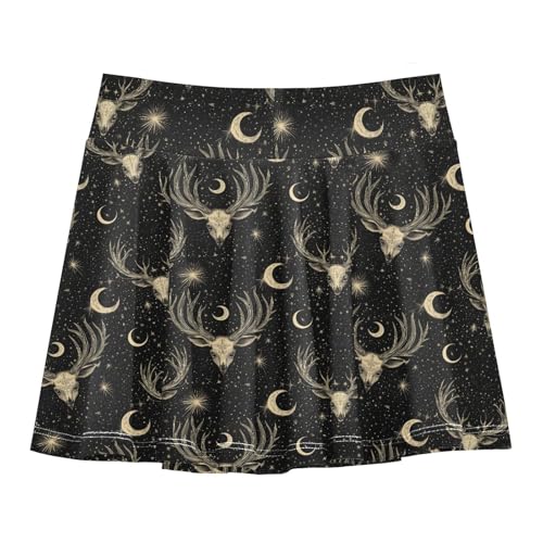 Girls Athletic Skirt with Pockets for 3-12Y Kids Deer Skull Golf Running Skort2
