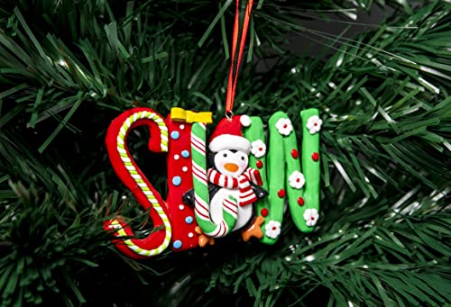 Christmas Tree Hanging Words Snow Joy Noel Decorated with Candy Cane Santa Snowman Penguin Xmas Tree Wall Home Décor Ornaments 3pcs Set - Image 4