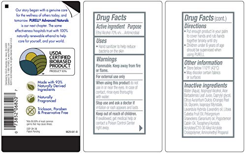 image for PURELL Advanced Hand Sanitizer Naturals with Plant Based Alcohol, Citr