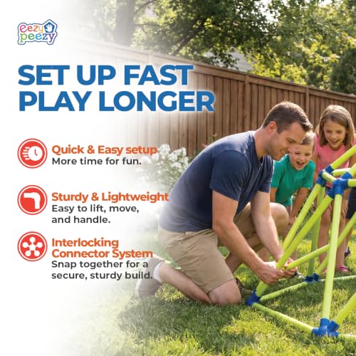 Image of Eezy Peezy Climber with Top - Active Indoor Outdoor Play Set Climbing Dome Equipment Toys - Fun for Kids Ages 3 to 6 Years Old, Green and Blue