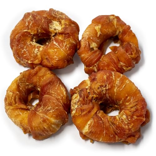 Bontoy 4 Donuts aus Rinderhaut ummantelt mit Hühnchenflesich Größe S I ca. 200g I Kauspass für den Hund I Leckerli I Belohnung