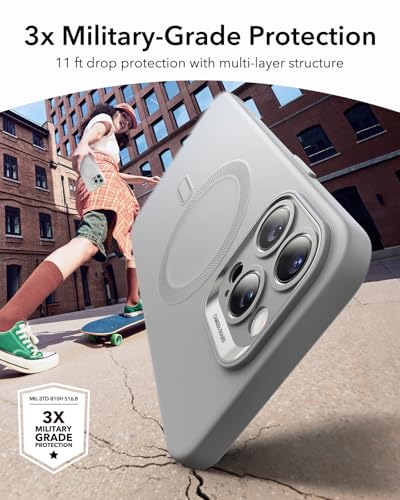 Image of ESR for iPhone16 Pro Max Case with MagSafe, Supports Magnetic Charging, Smooth & Slim Silicone Case, Shockproof, Full Screen and Camera Protection, Soft Microfiber Lining,Grey
