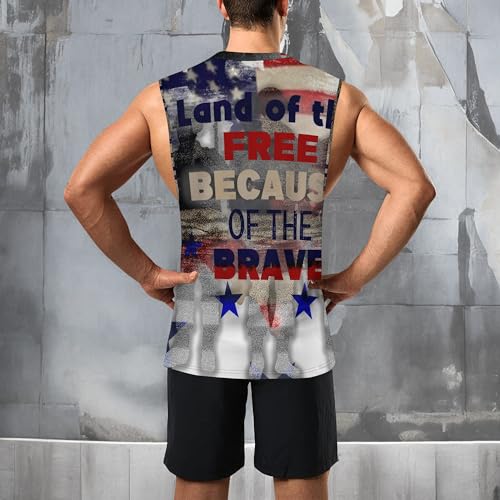 Image of Zhyaj Summer Tanks Top for Men Flag Graphic Print Sleeveless Shirts Casual Working Out Vest T-Shirts Loose-Fit Men's Tank