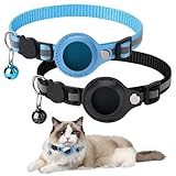 ZOESURE 2 Stück Airtag Katzenhalsband, Weicher und Leichter GPS Tracker Katze mit Airtag Halter und Glocke, Reflective Katzenhalsband Karabiner aus Metall Design, Geeignet für Kleine Hunde und Katzen