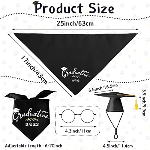 2 Pieces Pet Graduation Caps Black Dog Graduation Hats With Grad 2023 Dog Graduation Bandana Scarf Pet Cosplay Glasses Set For Small Medium Large Dogs Cats Graduation Party Dress Costume Accessory #TOP2