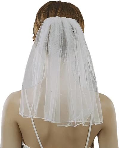 Sekhluno Velo de boda velo de novia de perla de 1 nivel con peine velos cortos para mujer disponible en Yaxa Colombia