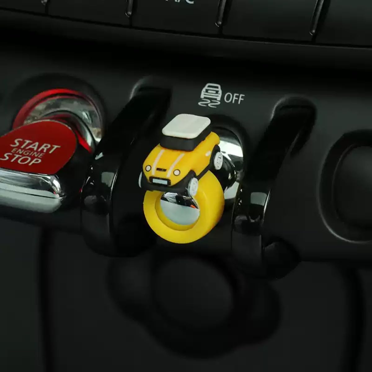 HZEL Car Engine Start Stop Button Cover, Vehnicle Model Push to Start Button Cover Ring, Automotive Interior Darshboard Ignition Switch Trim Decoration, Compatible with F54 F55 F56 (Yellow) image 4