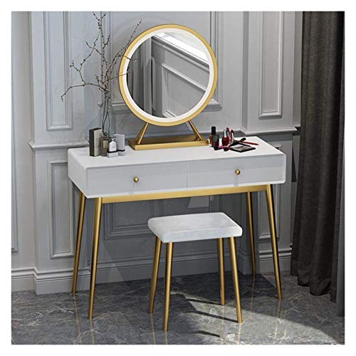 S3YT8U - Juego de vani de pelusa con espejo de atenuación táctil, 3 opciones de color, color verde oscuro y gris, muebles de baño modernos elegantes y funcionales (80 x 40 x 75 cm)