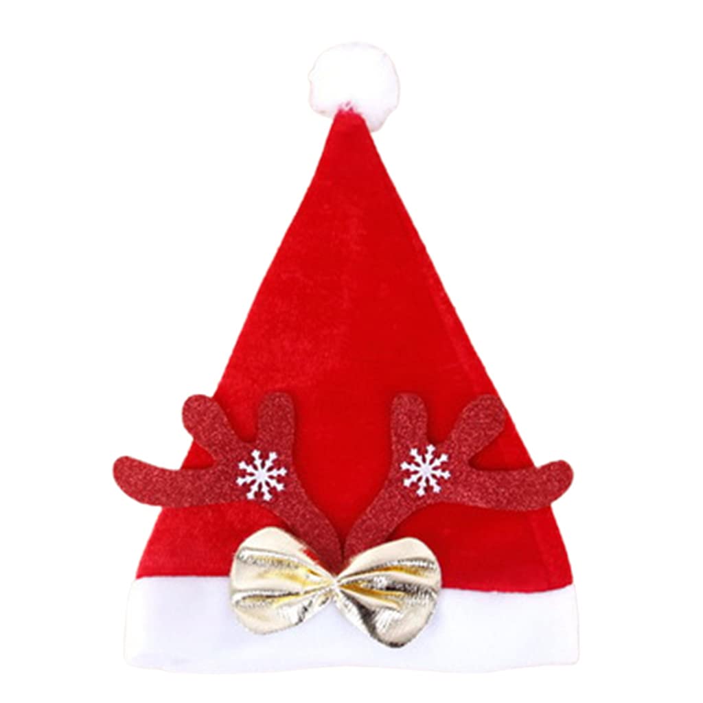 Tsophreniq Parent-Child Reindeer Antlers Golden Velvet Headband Holiday Antler Christmas Personality Outdoor for Kid Adult Christmas Hats