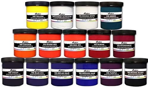 Ecotex® Water Based Ink Kit (14 Color, 16 oz.) - Fabric Ink, Silk Screen Ink, Soft Fabric Ink, Ink for Shirt Printing - Screen Printing Supplies for Screen Printing Kit, Includes Discharge Activator
