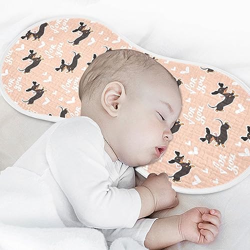 Image of Muslin Baby Burp Cloths, Cute Dachshund Dog Muslin Baby Rags Comfy Soft Absorbent in for Newborn Boys and Girls 1 Piece 22 x 11 Inch