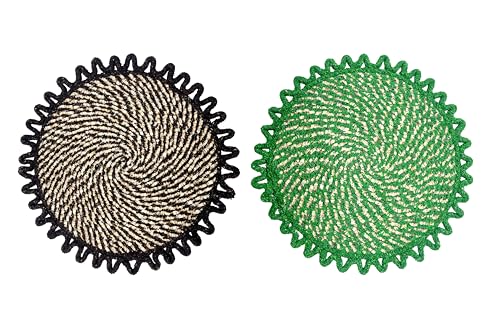 Image of Cotton Doormat for Home |Handmade Cotton Doormat | Quick Dry, Washable Door Mat for Home, Bathroom & Bedroom (Pack of 2) (Green-Blue)