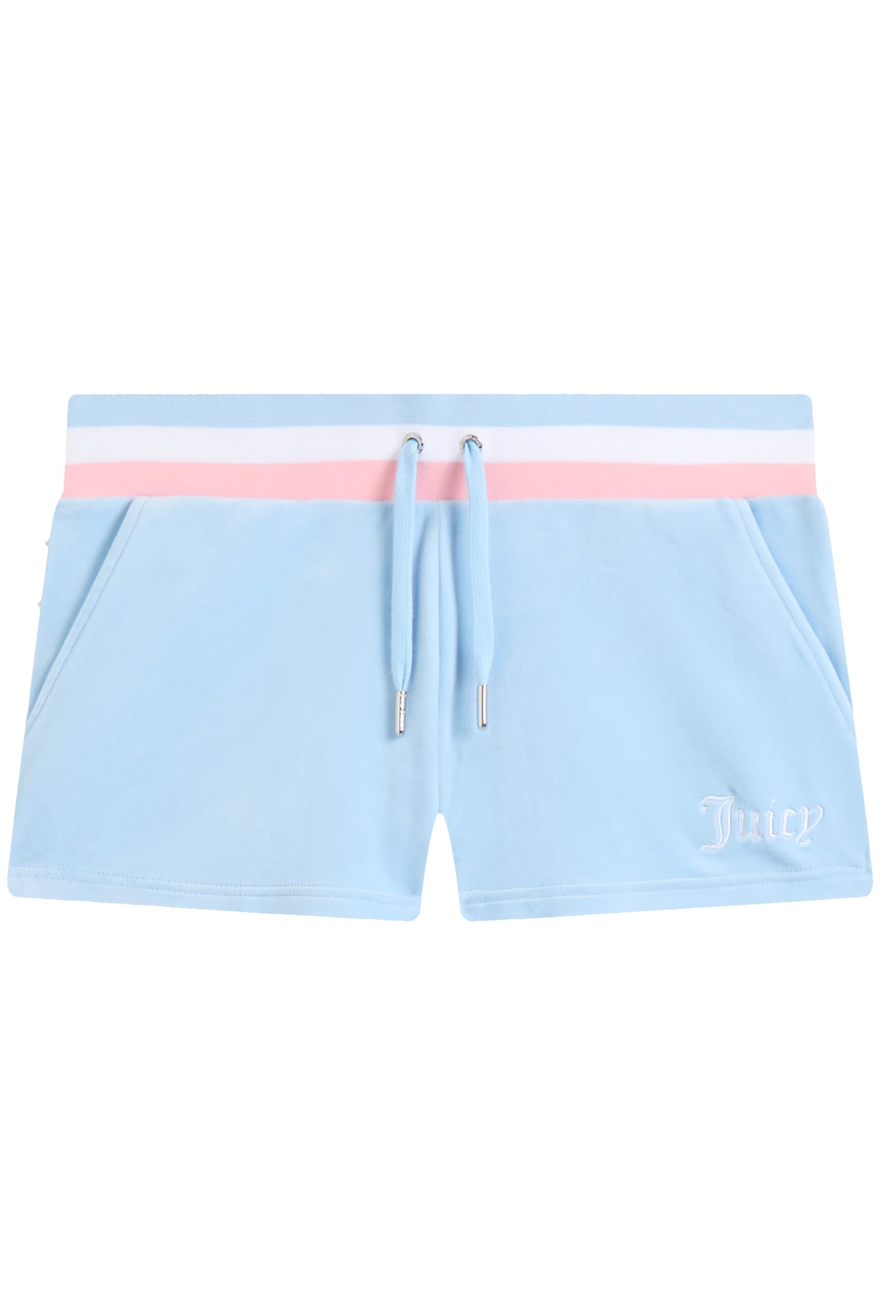 Juicy Couture Velour Stripe Shorts, PowderBlue, L
