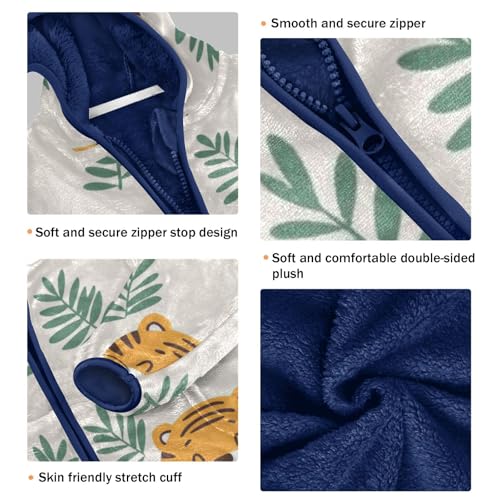 Cute Tiger Girls Fleece Jacket Girls Fall Jacket Girls Zip Up Hoodie Girls Sherpa Jacket 2-10T3